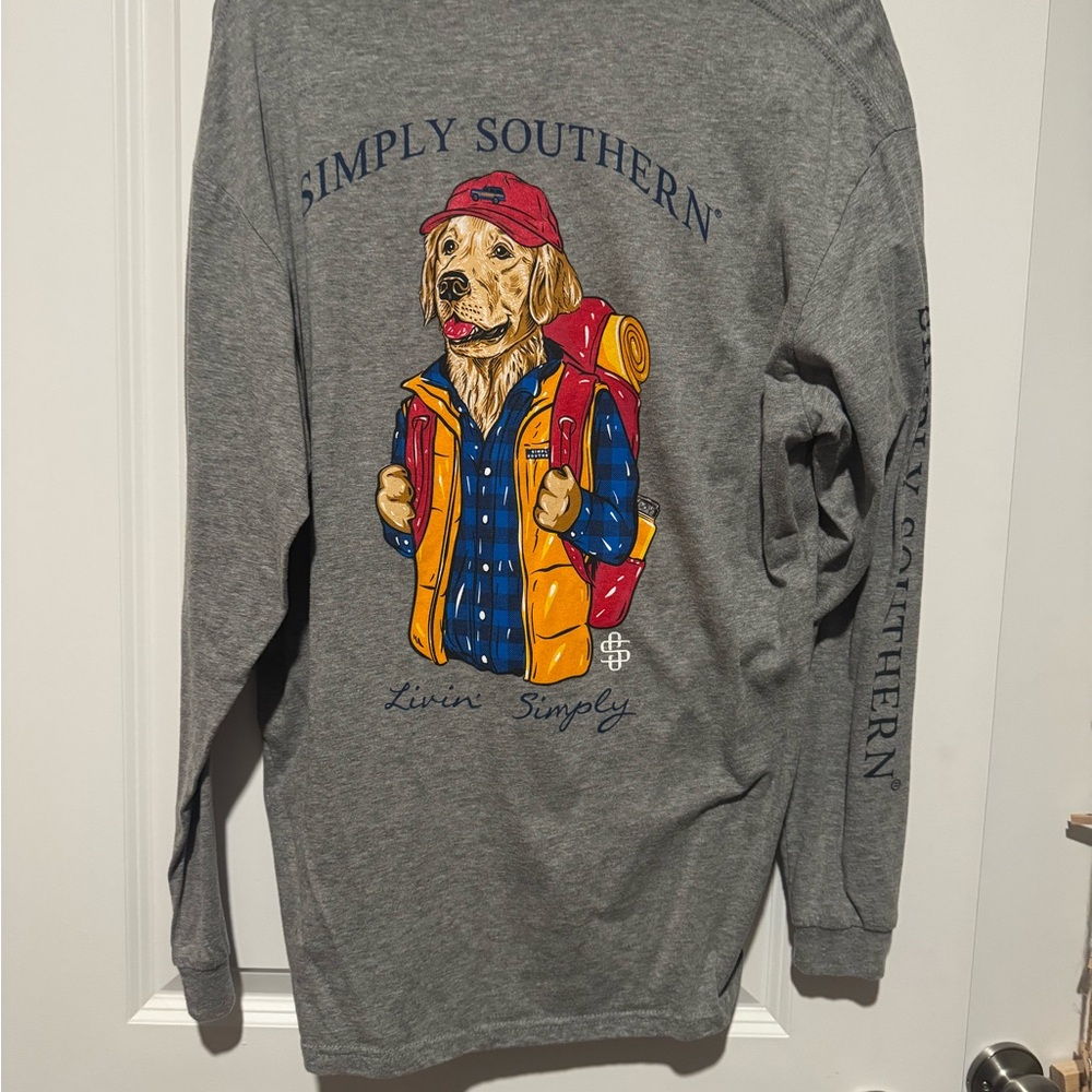 Simply Southern Gray Shirt with Colorful Dog Design